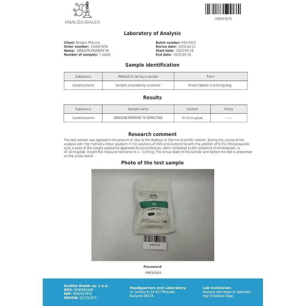 t4 laboratory test report