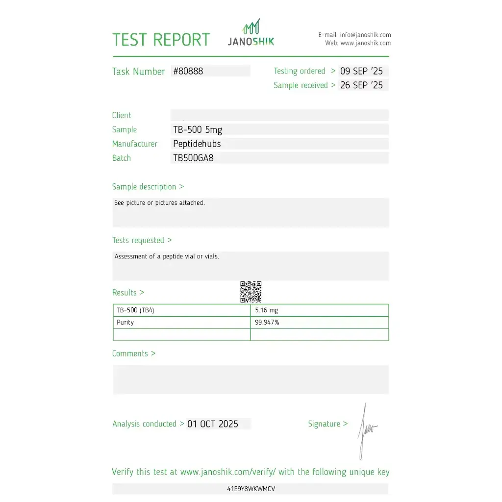 tb 500 laboratory test report